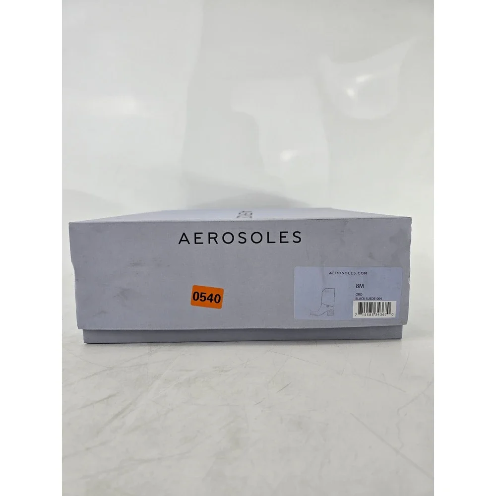 Aerosoles Oro Mid-Calf Boots Womens 8M Black Suede Block Heel -New